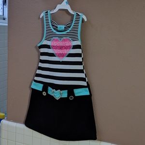 Piper Girls Striped Tank Heart Dress Size 6/6X